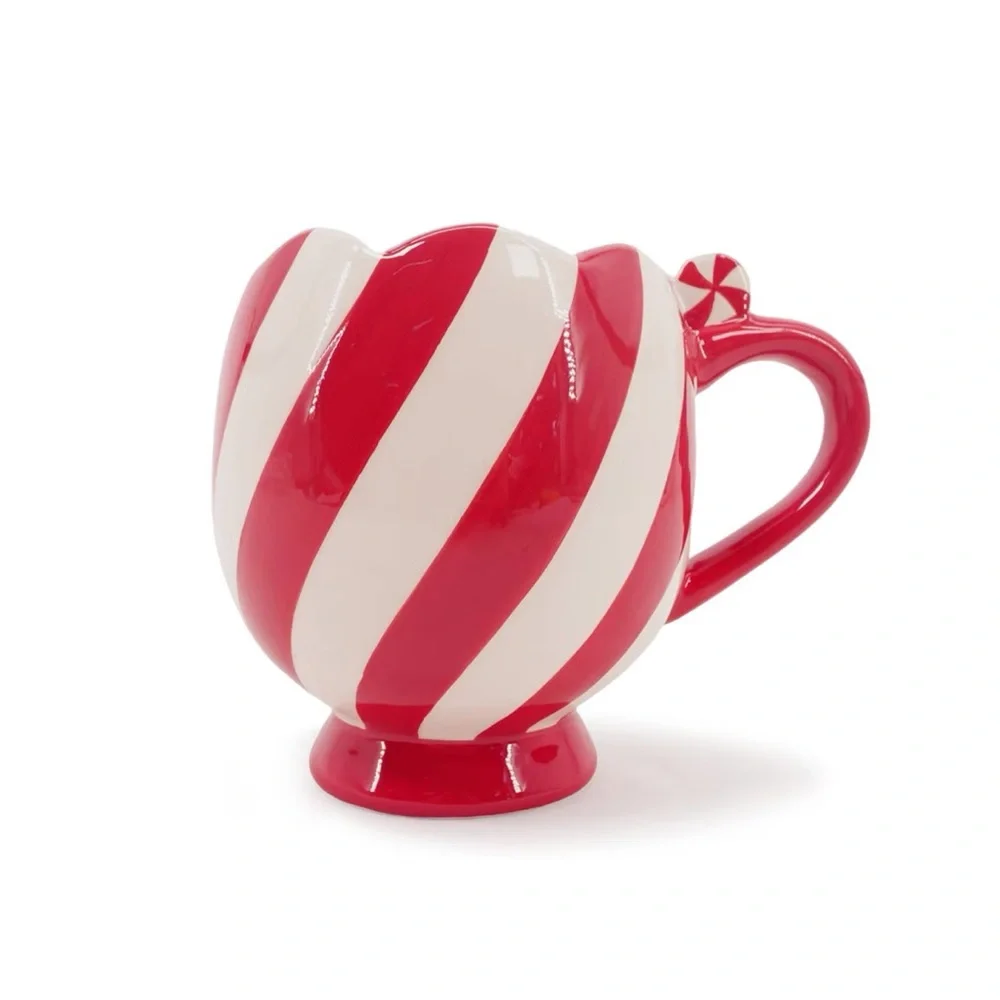 9 fl oz Scalloped Edge Christmas Candy Cane Ceramic Mug - Target 2025
